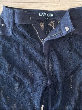 I.AM.GIA Black Lace Zip-Front Pants